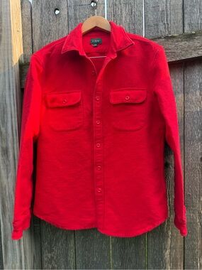 J. Crew Bright Red Men's Casual Button-Down Shirt Jacket